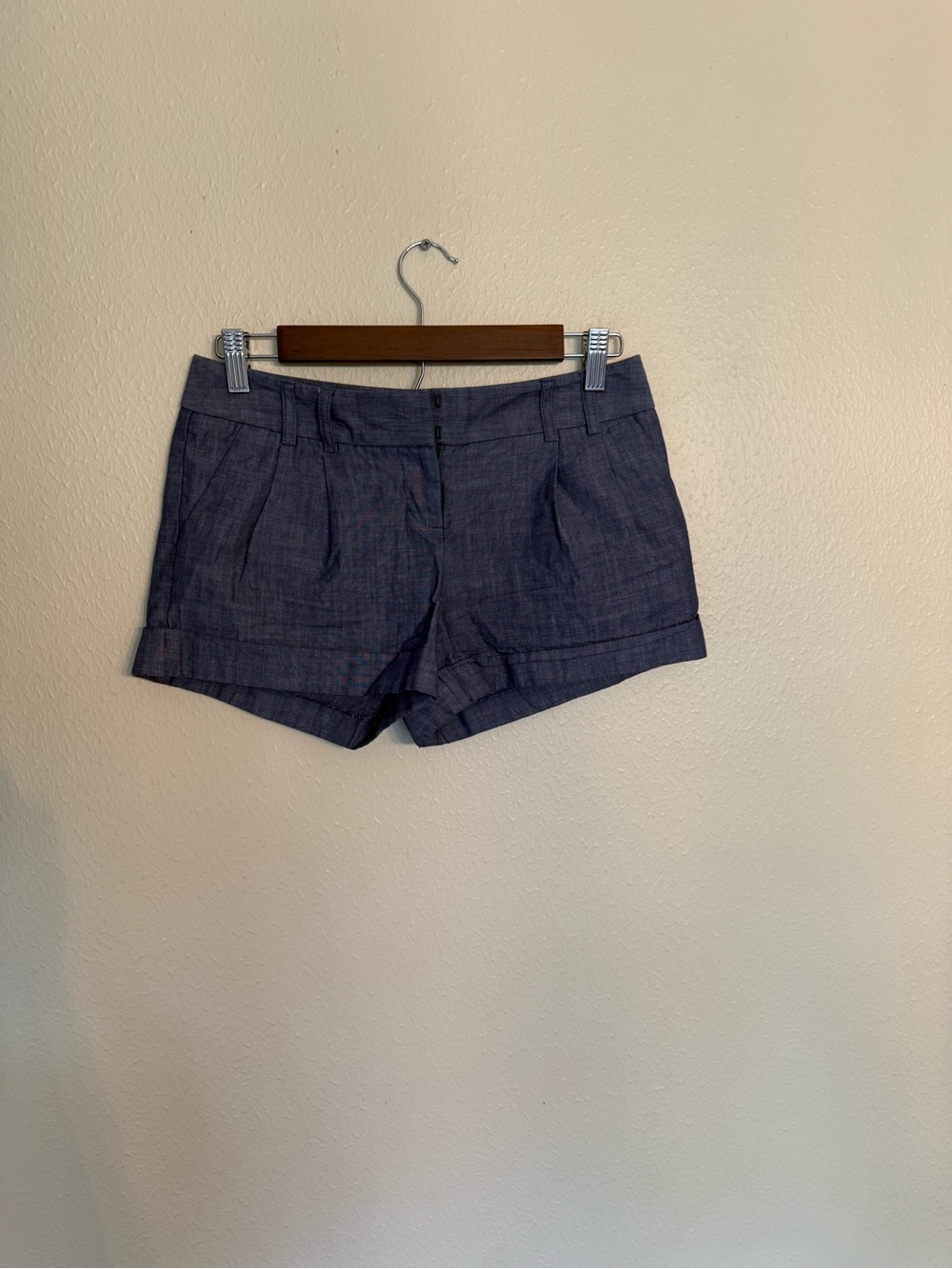 Express Navy Chambray Cuffed Shorts